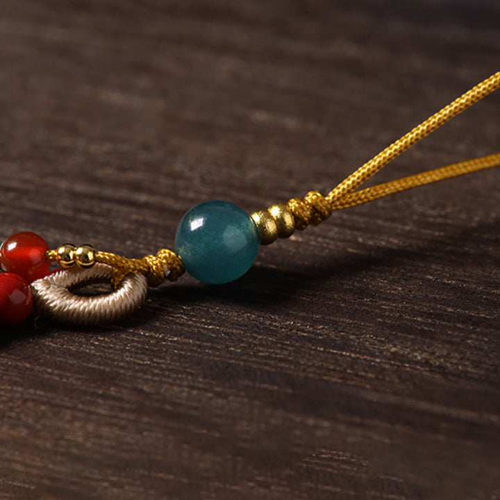 Buddha Stones Décoration de téléphone Liuli porte-bonheur, année du Cheval, cuivre, cinabre, calcédoine bleue, agate rouge, Liuli - image 9