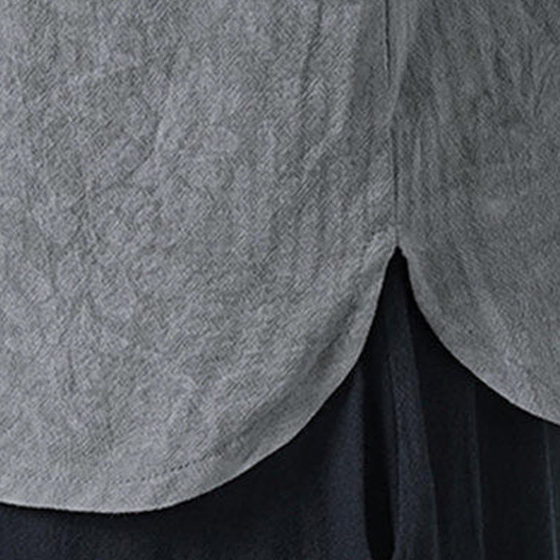 Buddha Stones Chemise en coton à manches courtes et boutons brandebourg, motif fleurs d'été et herbe, style Tang Suit - image 9