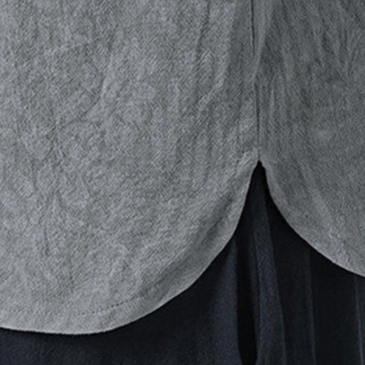 Buddha Stones Chemise en coton à manches courtes et boutons brandebourg, motif fleurs d'été et herbe, style Tang Suit - image 9