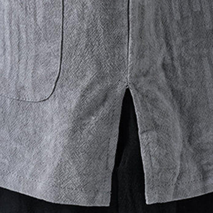 Buddha Stones Chemise Tang Suit pour homme, manches courtes, col brandebourg, en coton, à motif fleurs d'été et herbe, avec poches - image 9