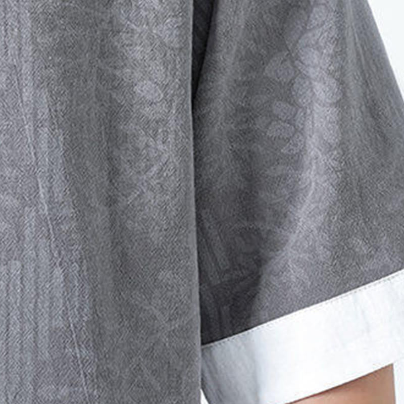 Buddha Stones Chemise Tang Suit pour homme, manches courtes, col brandebourg, en coton, à motif fleurs d'été et herbe, avec poches - image 8