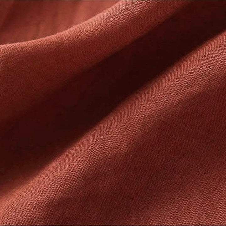 Chemise à manches longues en coton et lin pour femme avec broderie de fleurs rétro et Buddha Stones - image 7