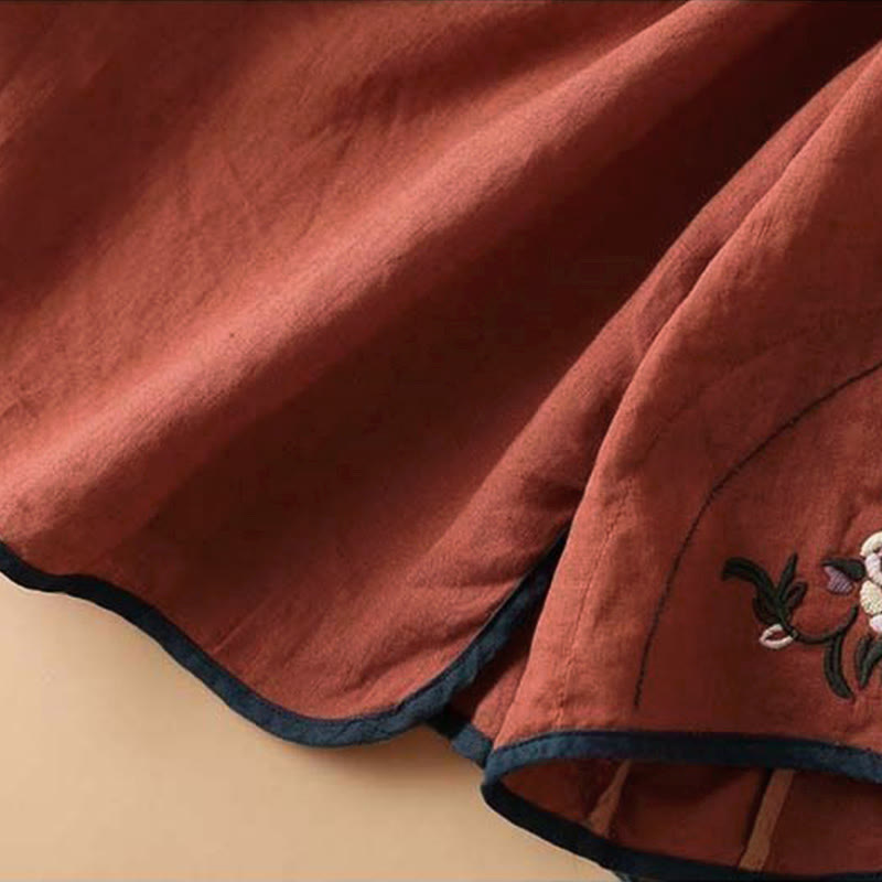 Chemise à manches longues en coton et lin pour femme avec broderie de fleurs rétro et Buddha Stones - image 9