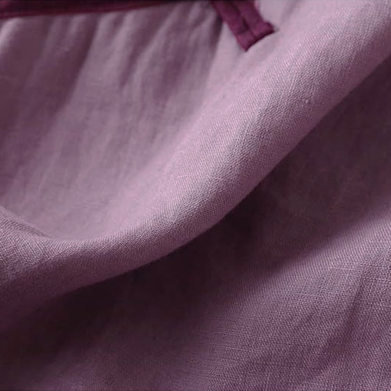 Chemise à manches longues en coton et lin pour femme avec broderie de fleurs rétro et Buddha Stones - image 20