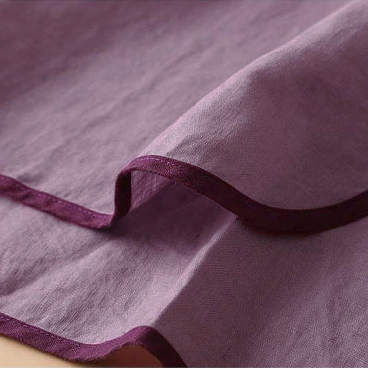 Chemise à manches longues en coton et lin pour femme avec broderie de fleurs rétro et Buddha Stones - image 18