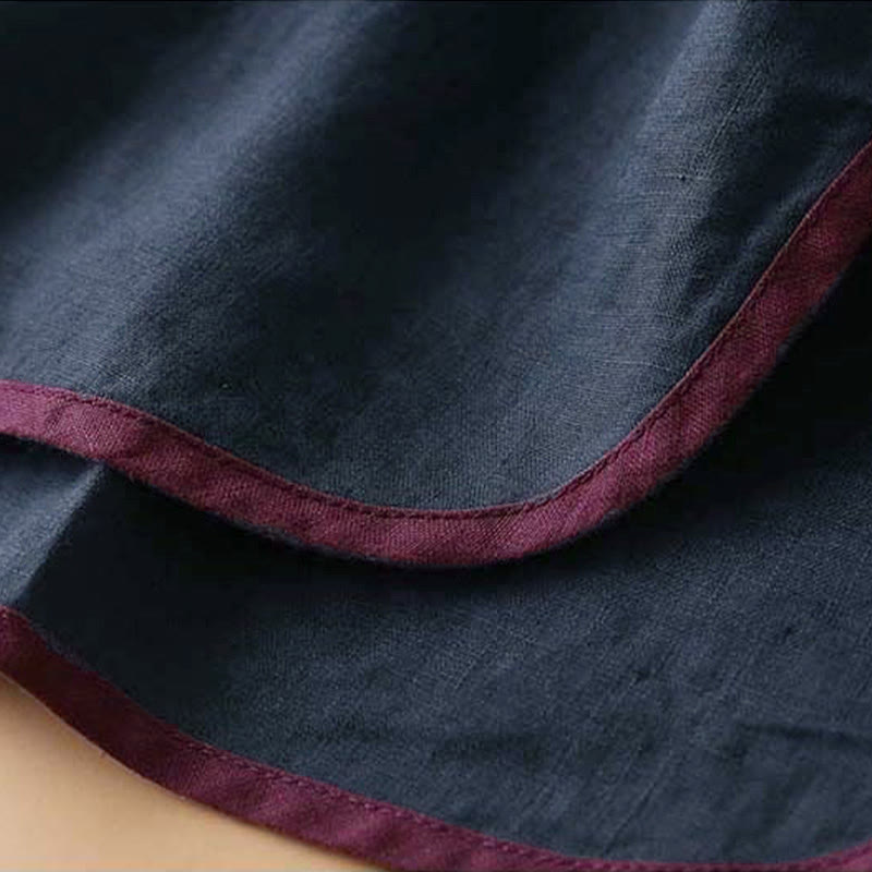 Chemise à manches longues en coton et lin pour femme avec broderie de fleurs rétro et Buddha Stones - image 26