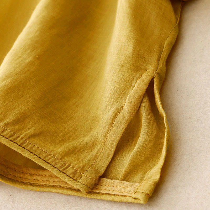 Buddha Stones Chemise en coton pour femme à manches trois-quarts, ornée de dentelle et de motifs de raisins brodés. Fermeture à boutons brandebourg. - image 11