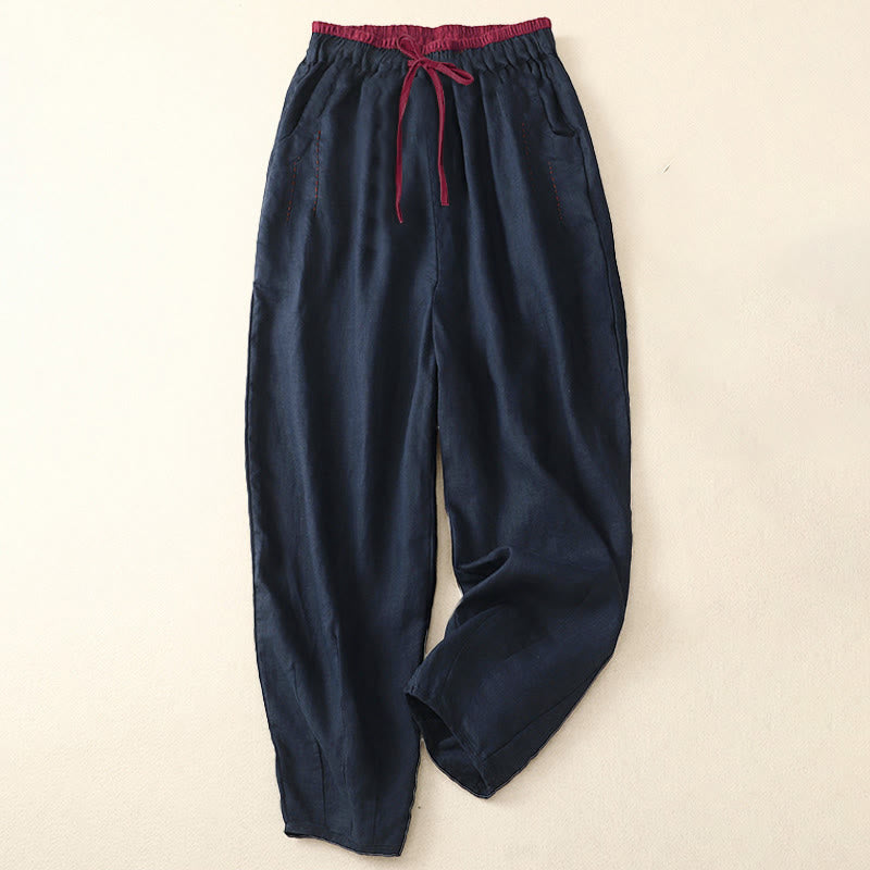 Buddha Stones Pantalon harem femme Commute Color Blocking Design, longueur 7-8, avec poches - image 12