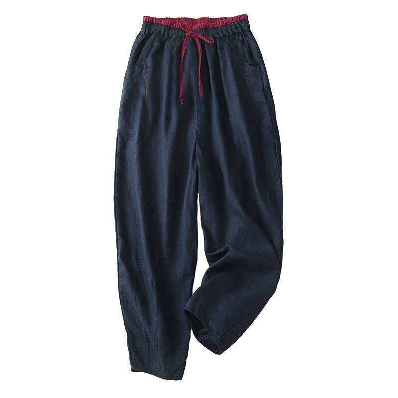 Buddha Stones Pantalon harem femme Commute Color Blocking Design, longueur 7-8, avec poches - Bleu nuit - US8-10，UK/AU12-14，EU40-42 (2XL) - image 13