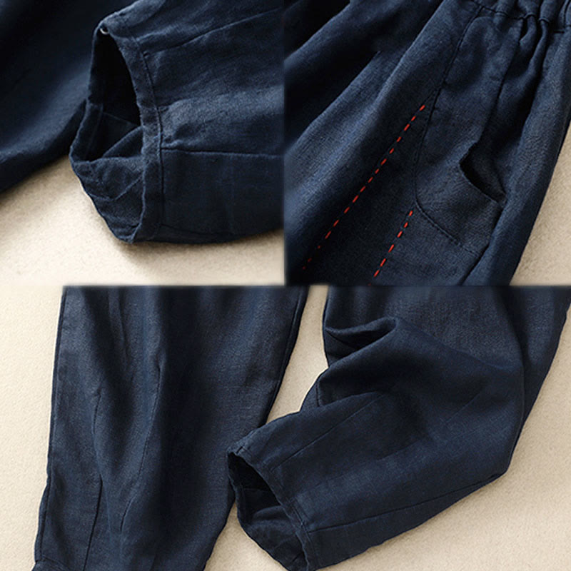 Buddha Stones Pantalon harem femme Commute Color Blocking Design, longueur 7-8, avec poches - image 15