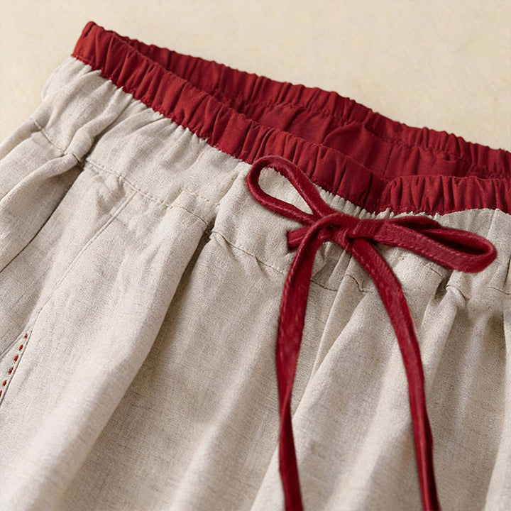 Buddha Stones Pantalon harem femme Commute Color Blocking Design, longueur 7-8, avec poches - image 2