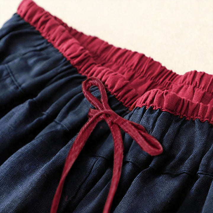 Buddha Stones Pantalon harem femme Commute Color Blocking Design, longueur 7-8, avec poches - image 14