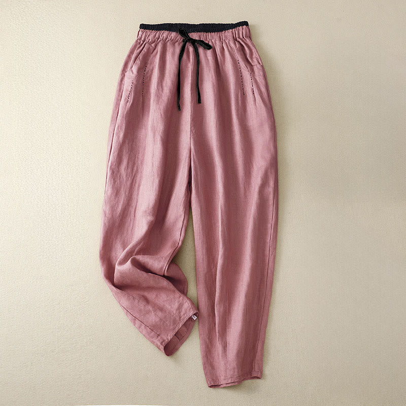 Buddha Stones Pantalon harem femme Commute Color Blocking Design, longueur 7-8, avec poches - LightCoral - US8-10，UK/AU12-14，EU40-42 (2XL) - image 16