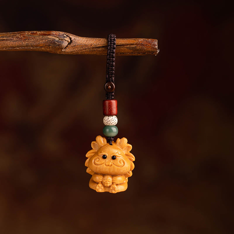 Buddha Stones Porte-clés de bénédiction « Année du Cheval » en bois de santal rouge, étoile, lune et graine de Bodhi - Graine de Bodhi en bois de santal rouge, étoile de lune, dragon - image 20