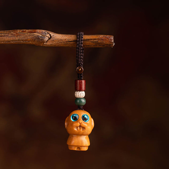 Buddha Stones Porte-clés de bénédiction « Année du Cheval » en bois de santal rouge, étoile, lune et graine de Bodhi - Chien de Bodhi Star Moon en bois de santal rouge - image 41