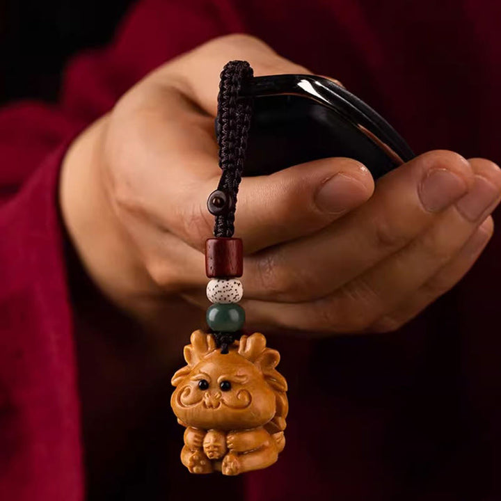 Buddha Stones Porte-clés de bénédiction « Année du Cheval » en bois de santal rouge, étoile, lune et graine de Bodhi - image 23
