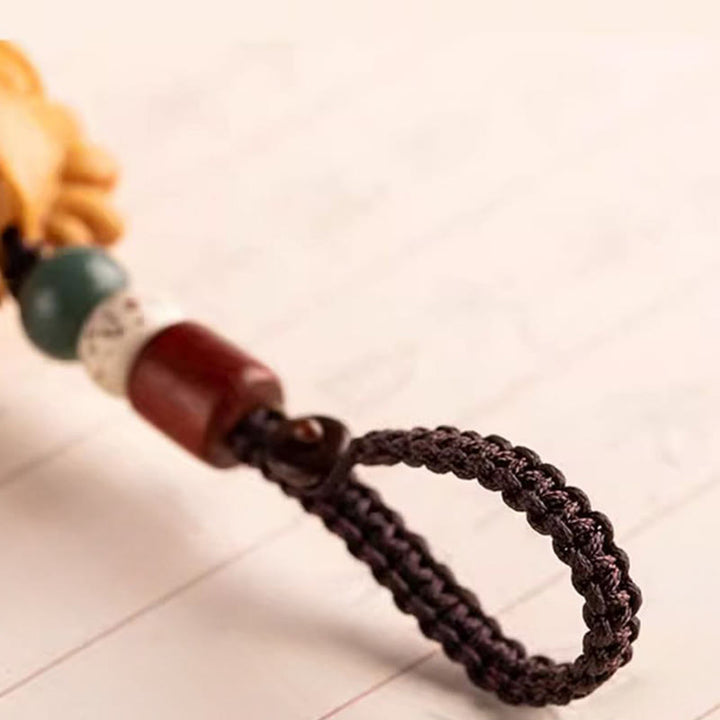 Buddha Stones Porte-clés de bénédiction « Année du Cheval » en bois de santal rouge, étoile, lune et graine de Bodhi - image 28