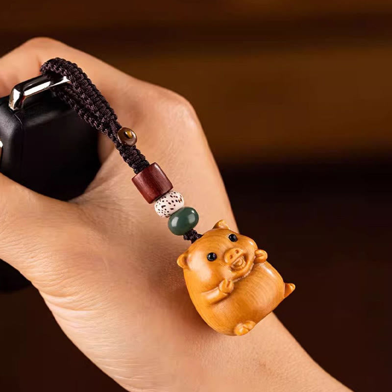 Buddha Stones Porte-clés de bénédiction « Année du Cheval » en bois de santal rouge, étoile, lune et graine de Bodhi - image 45