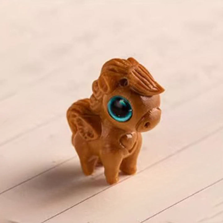 Buddha Stones Porte-clés de bénédiction « Année du Cheval » en bois de santal rouge, étoile, lune et graine de Bodhi - image 1