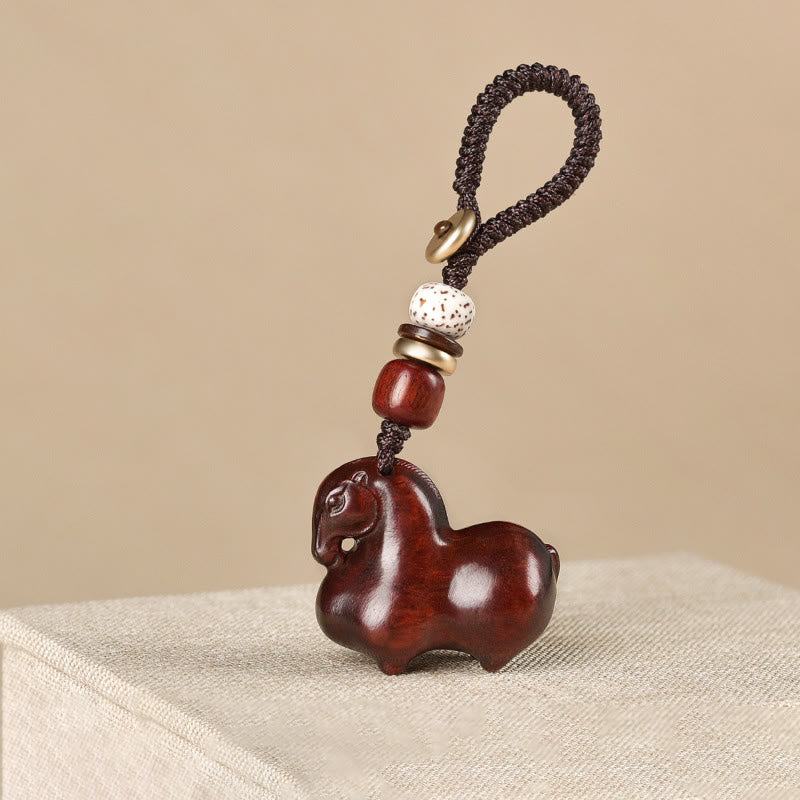 Buddha Stones Porte-clés Balance en bois de santal rouge à petites feuilles, année du Cheval - Santal rouge à petites feuilles - image 0