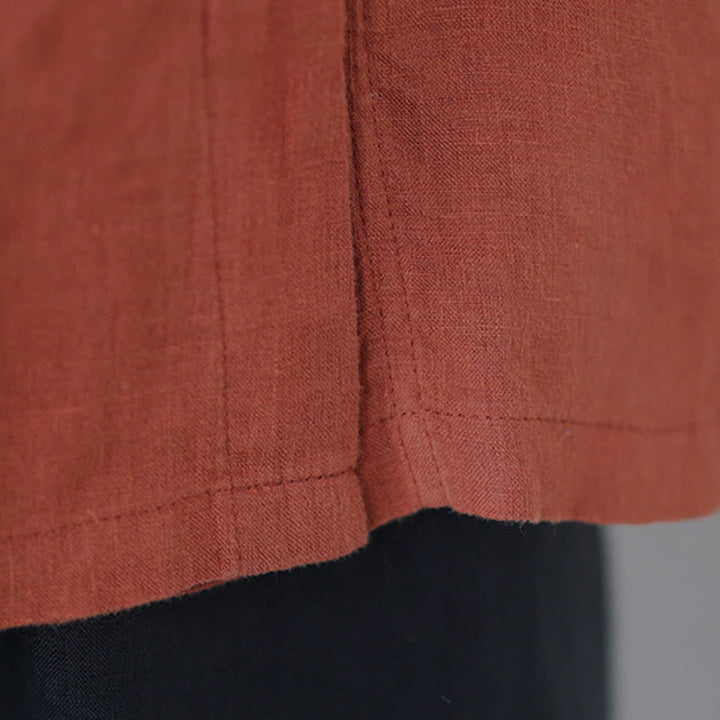 Buddha Stones Chemise en coton pour femme, manches trois-quarts, patte de boutonnage diagonale avec revers brandebourg - image 8