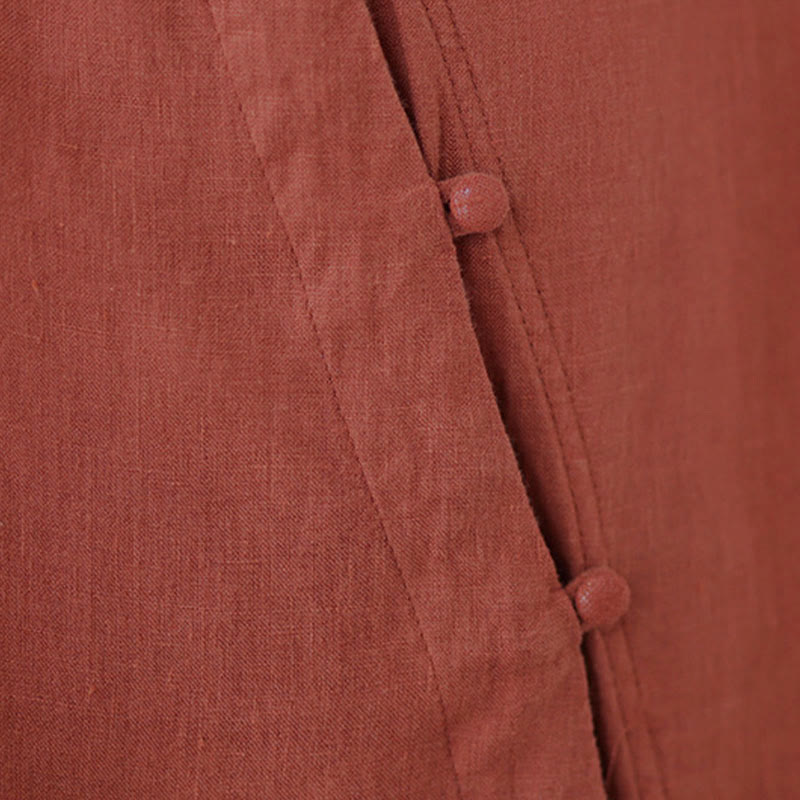 Buddha Stones Chemise en coton pour femme, manches trois-quarts, patte de boutonnage diagonale avec revers brandebourg - image 6