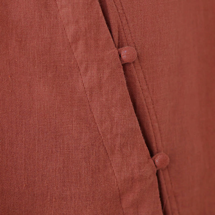 Buddha Stones Chemise en coton pour femme, manches trois-quarts, patte de boutonnage diagonale avec revers brandebourg - image 6