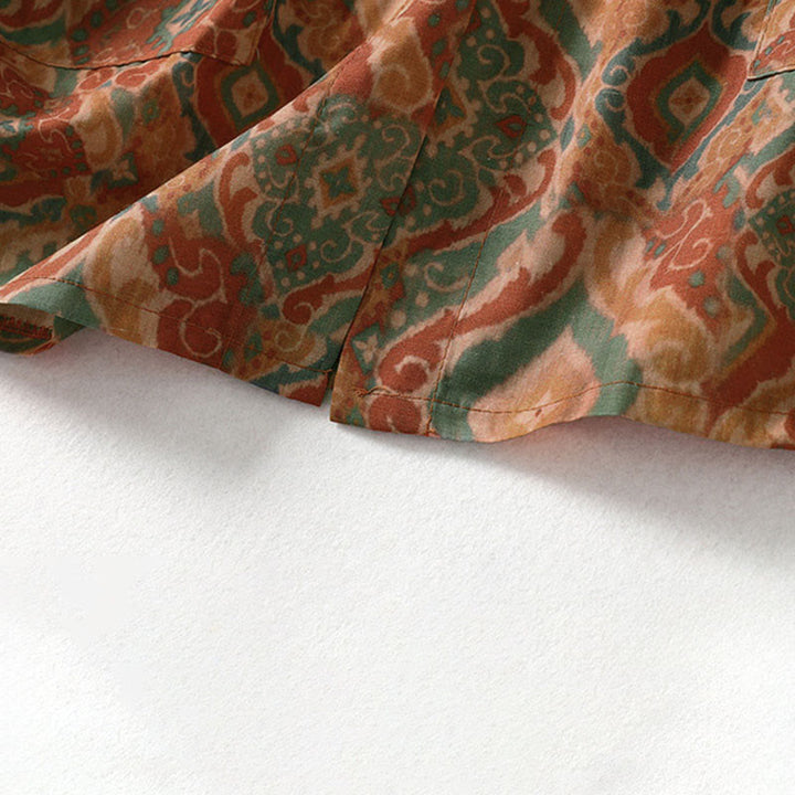 Buddha Stones Chemise femme à manches longues, col montant, boutons grenouille imprimés, poches - image 9