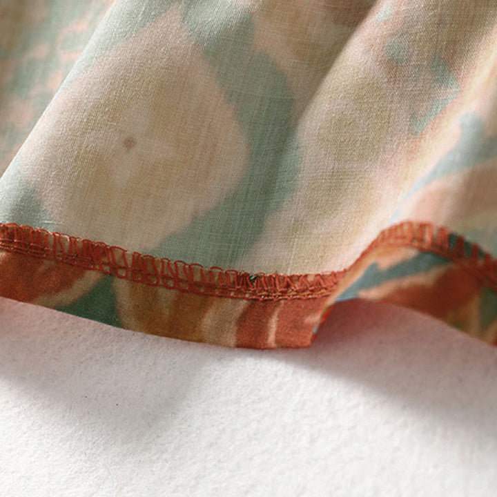 Buddha Stones Chemise femme à manches longues, col montant, boutons grenouille imprimés, poches - image 10