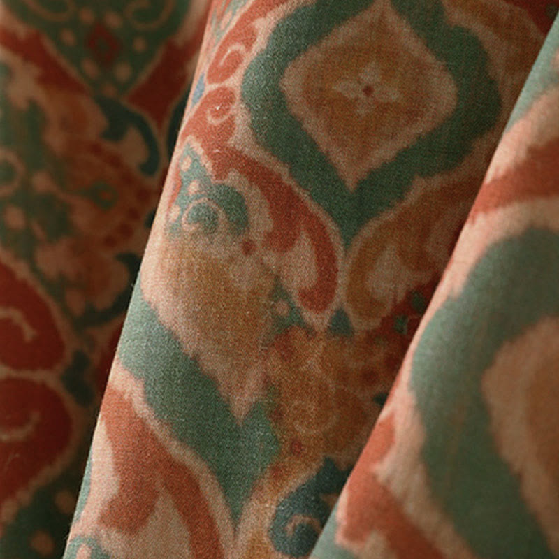 Buddha Stones Chemise femme à manches longues, col montant, boutons grenouille imprimés, poches - image 6