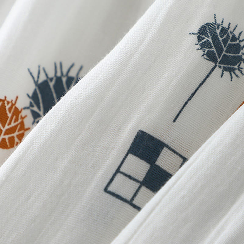 Buddha Stones Chemise en coton pour femme, imprimée, à demi-boutons et manches trois-quarts froncées. - image 6