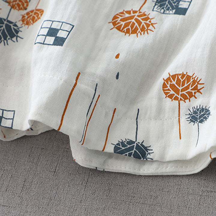 Buddha Stones Chemise en coton pour femme, imprimée, à demi-boutons et manches trois-quarts froncées. - image 8