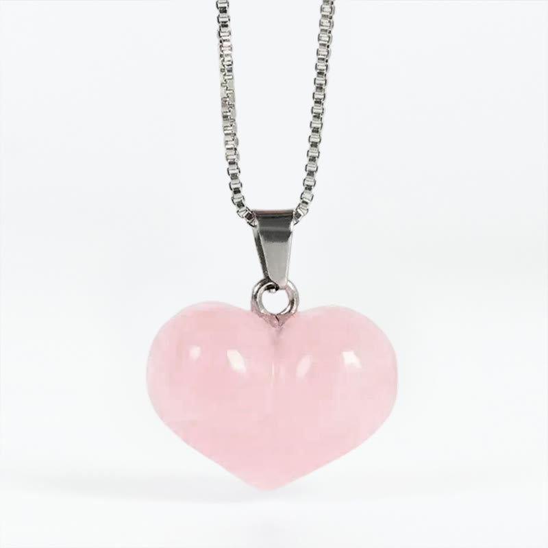 Collier pendentif en forme de cœur Buddha Stones : améthyste, topaze, cristal rose, opale, œil de tigre, cristal blanc, jaspe rouge, amazonite, aventurine verte, obsidienne noire, citrine. - Cristal rose - image 12