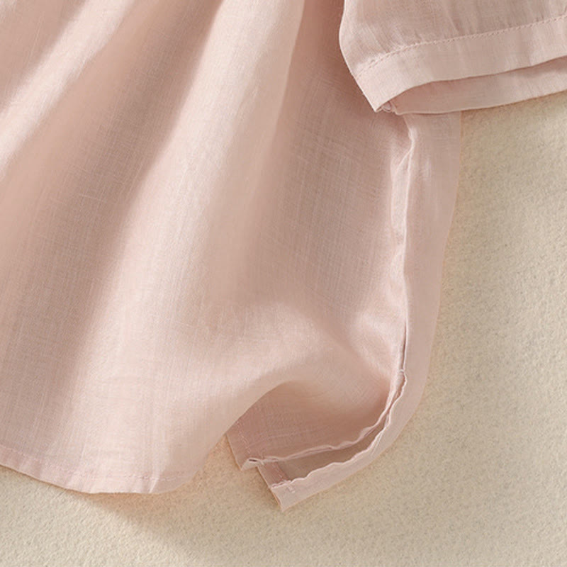 Buddha Stones Chemise à manches courtes pour femme, ornée de broderies florales d'été, à lacets et col cranté - image 22