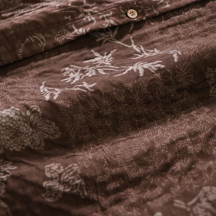 Buddha Stones Robe midi en coton à manches longues et boutons, motif floral bambou, avec poches, pour femme. - image 13