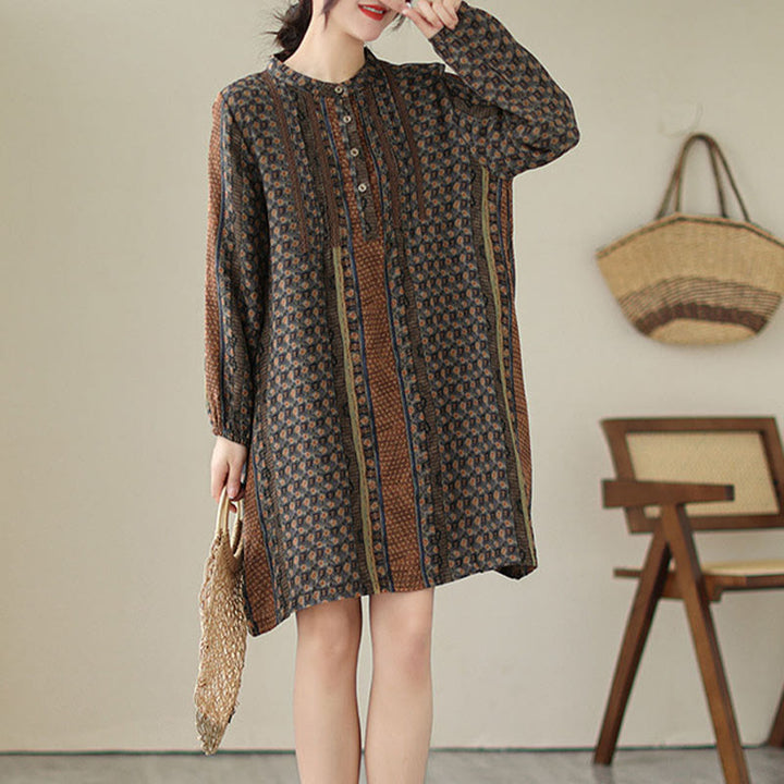 Buddha Stones Chemise à manches longues pour femme, imprimé floral rétro, à plis accordéon et poches - image 2