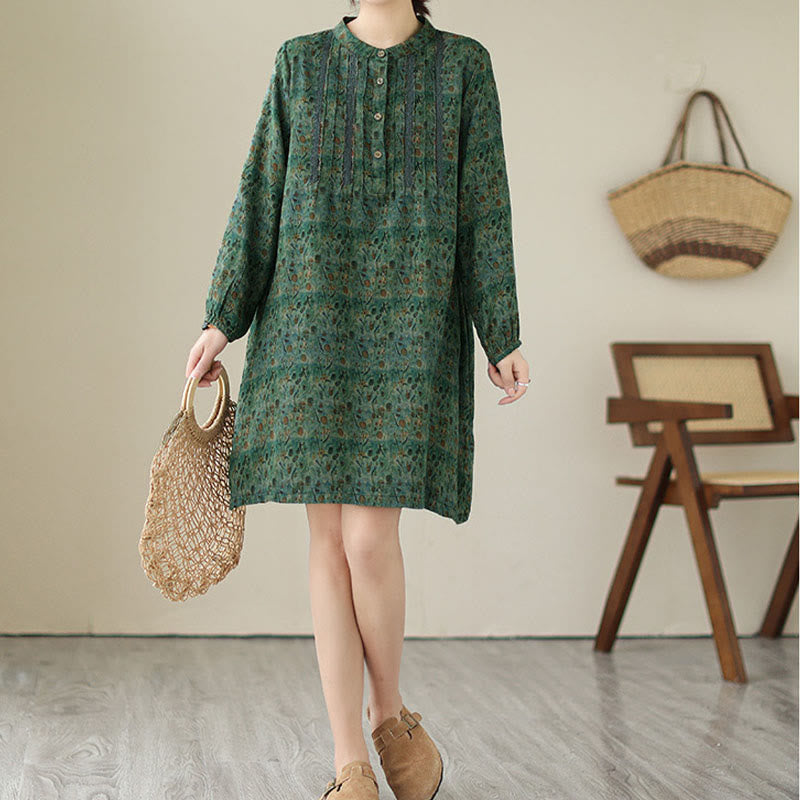 Buddha Stones Chemise à manches longues pour femme, imprimé floral rétro, à plis accordéon et poches - image 20