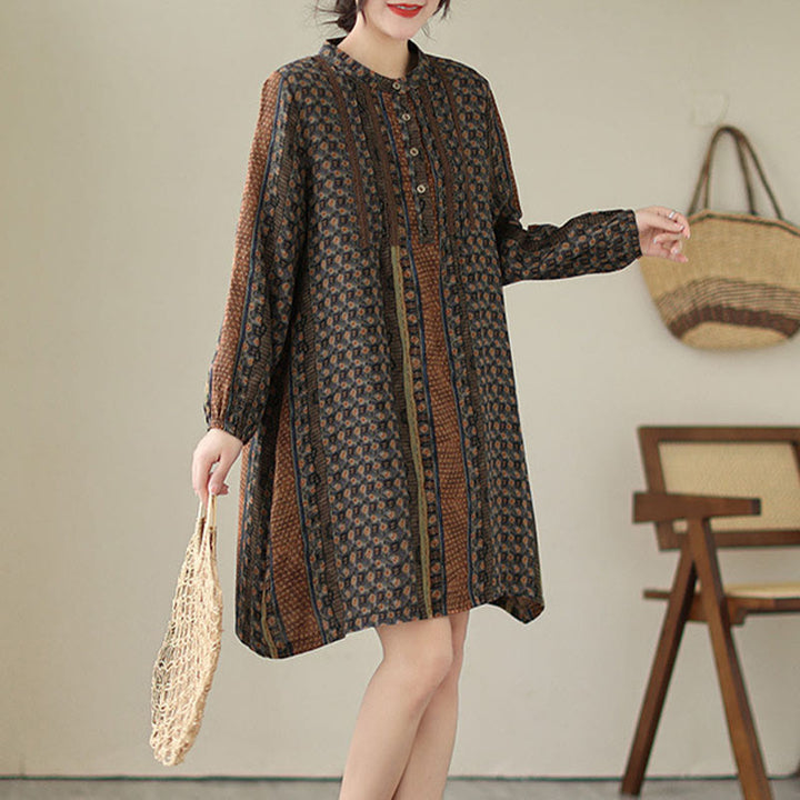 Buddha Stones Chemise à manches longues pour femme, imprimé floral rétro, à plis accordéon et poches - image 4