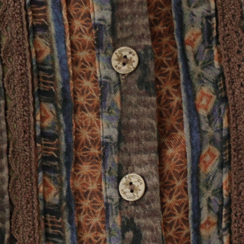 Buddha Stones Chemise à manches longues pour femme, imprimé floral rétro, à plis accordéon et poches - image 12