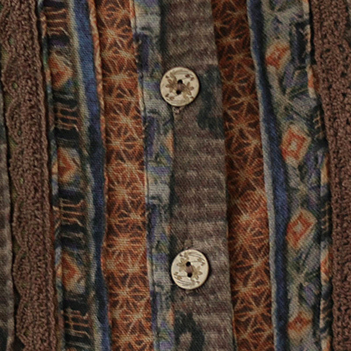 Buddha Stones Chemise à manches longues pour femme, imprimé floral rétro, à plis accordéon et poches - image 12