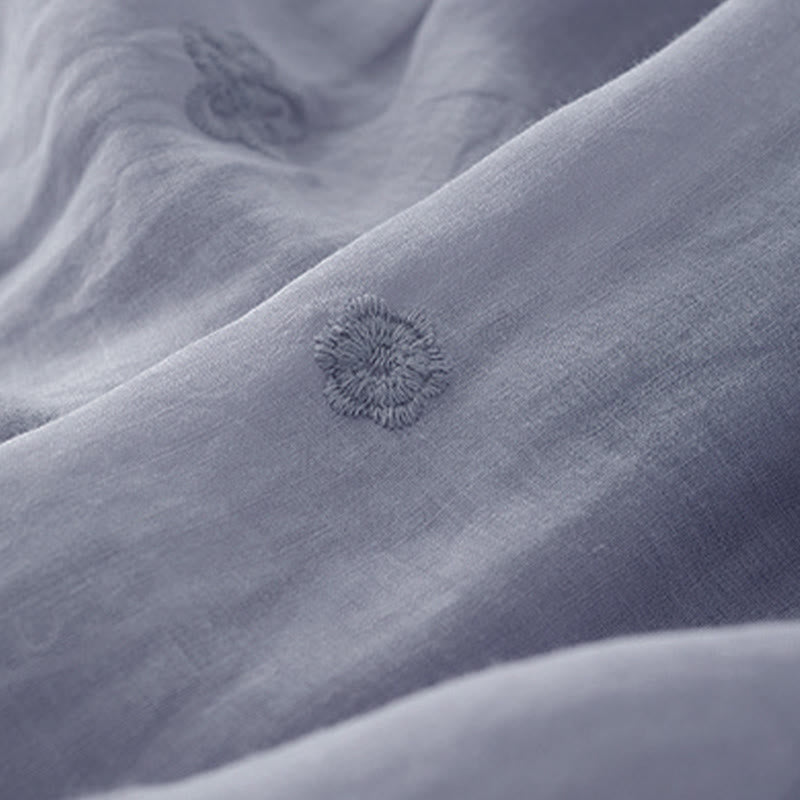Buddha Stones Jupe femme trapèze à taille haute, broderie ajourée, cordon de serrage et poches - image 4