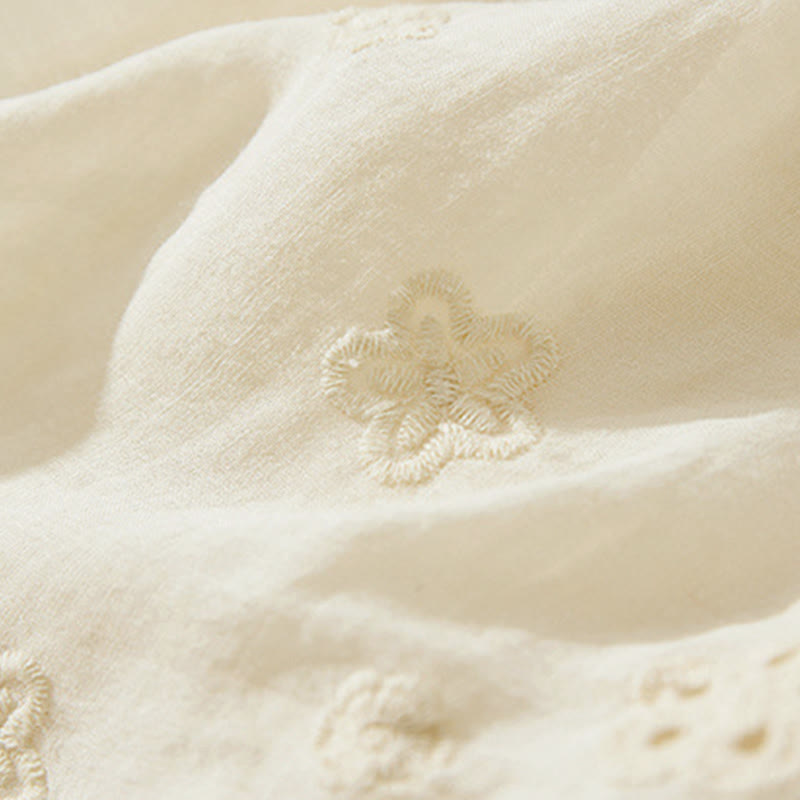 Buddha Stones Jupe femme trapèze à taille haute, broderie ajourée, cordon de serrage et poches - image 19