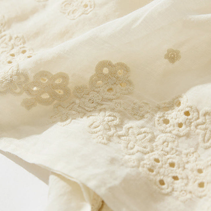 Buddha Stones Jupe femme trapèze à taille haute, broderie ajourée, cordon de serrage et poches - image 18