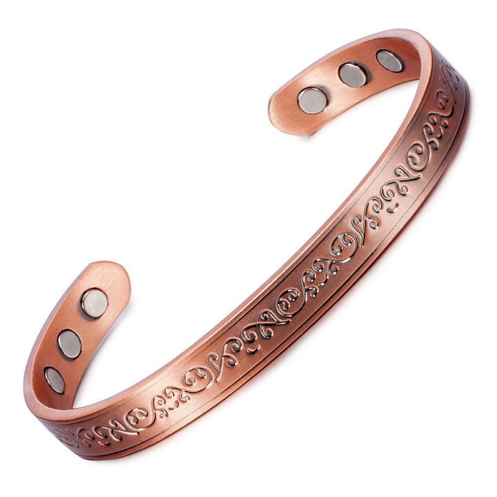 Buddha Stones Bracelet jonc ouvert en cuivre à motif gravé. - image 4
