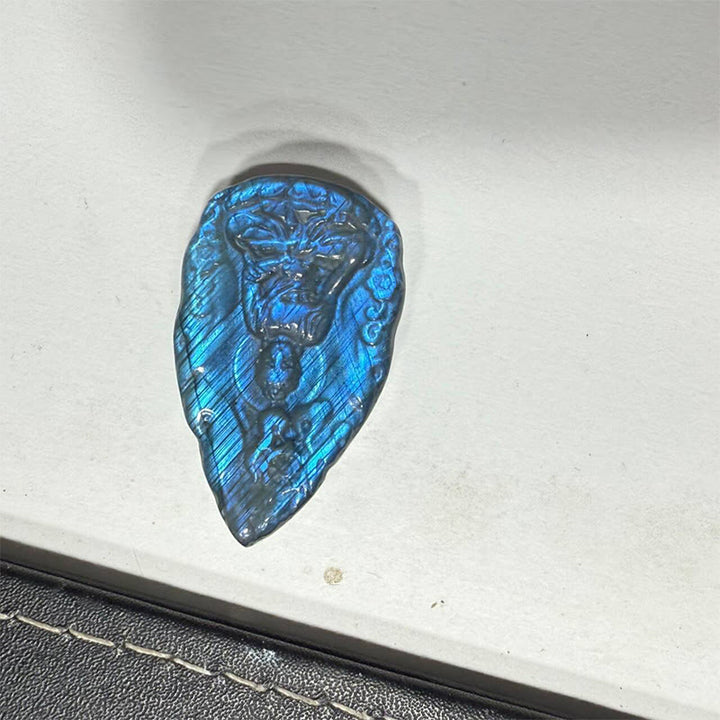 Buddha Stones Statuette de Bouddha en labradorite naturelle gravée, en forme de larme, pour la décoration intérieure. - image 11