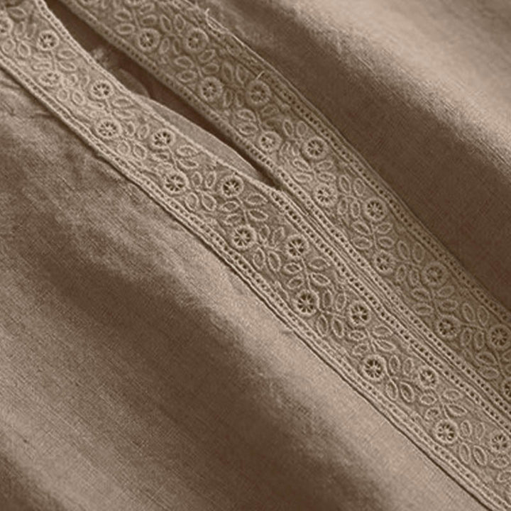 Chemise décontractée à manches trois-quarts et col rond ajouré pour femme avec Buddha Stones - image 5