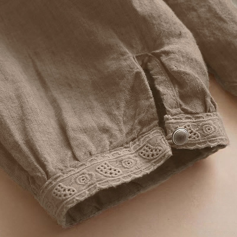 Chemise à manches trois-quarts pour femme, style décontracté, unie, à col rond ajouré, ornée de Buddha Stones - image 8