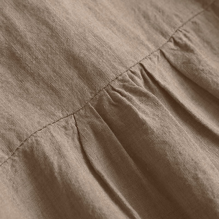 Chemise à manches trois-quarts pour femme, style décontracté, unie, à col rond ajouré, ornée de Buddha Stones - image 6