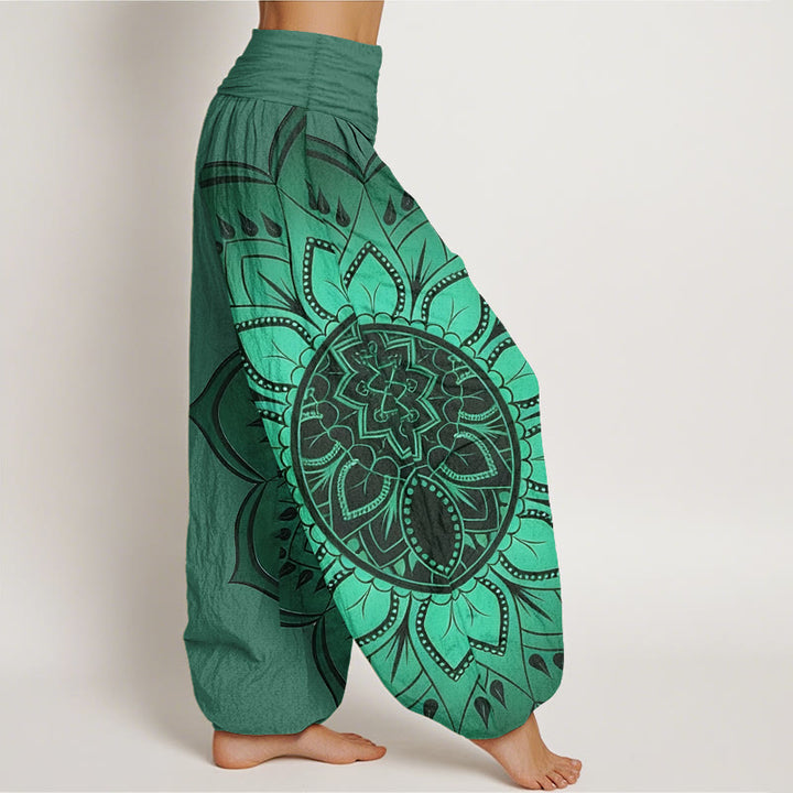 Buddha Stones Pantalon harem pour femme en coton à motif mandala symétrique et taille élastique - image 10