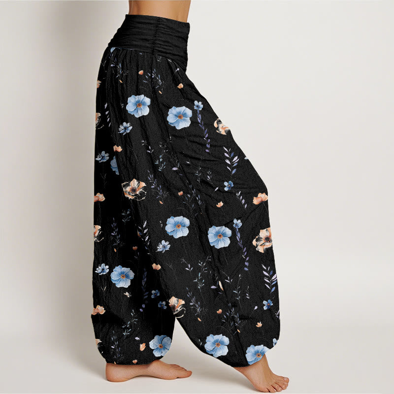 Buddha Stones Pantalon harem pour femme en coton frais à motif floral raffiné et taille élastique - image 7